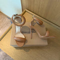 GIANVITO ROSSI 26S BIJOUX SANDALS 105 MM IN BROWN LAMBSKIN