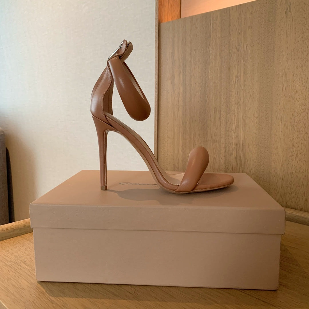 GIANVITO ROSSI 26S BIJOUX SANDALS 105 MM IN BROWN LAMBSKIN