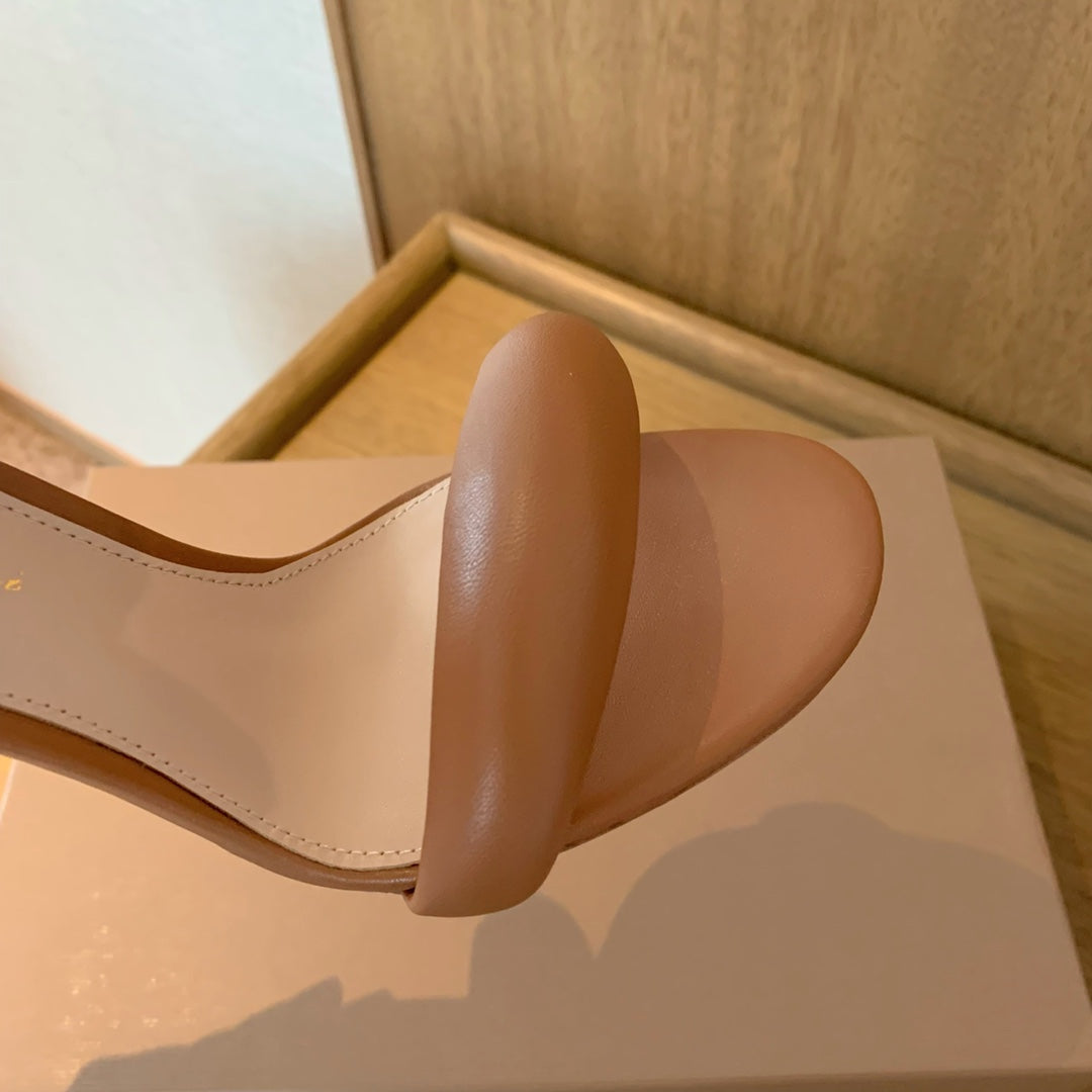 GIANVITO ROSSI 26S BIJOUX SANDALS 105 MM IN BROWN LAMBSKIN