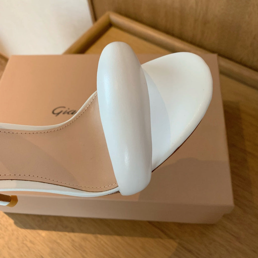 GIANVITO ROSSI 26S BIJOUX SANDALS 105 MM IN WHITE LAMBSKIN