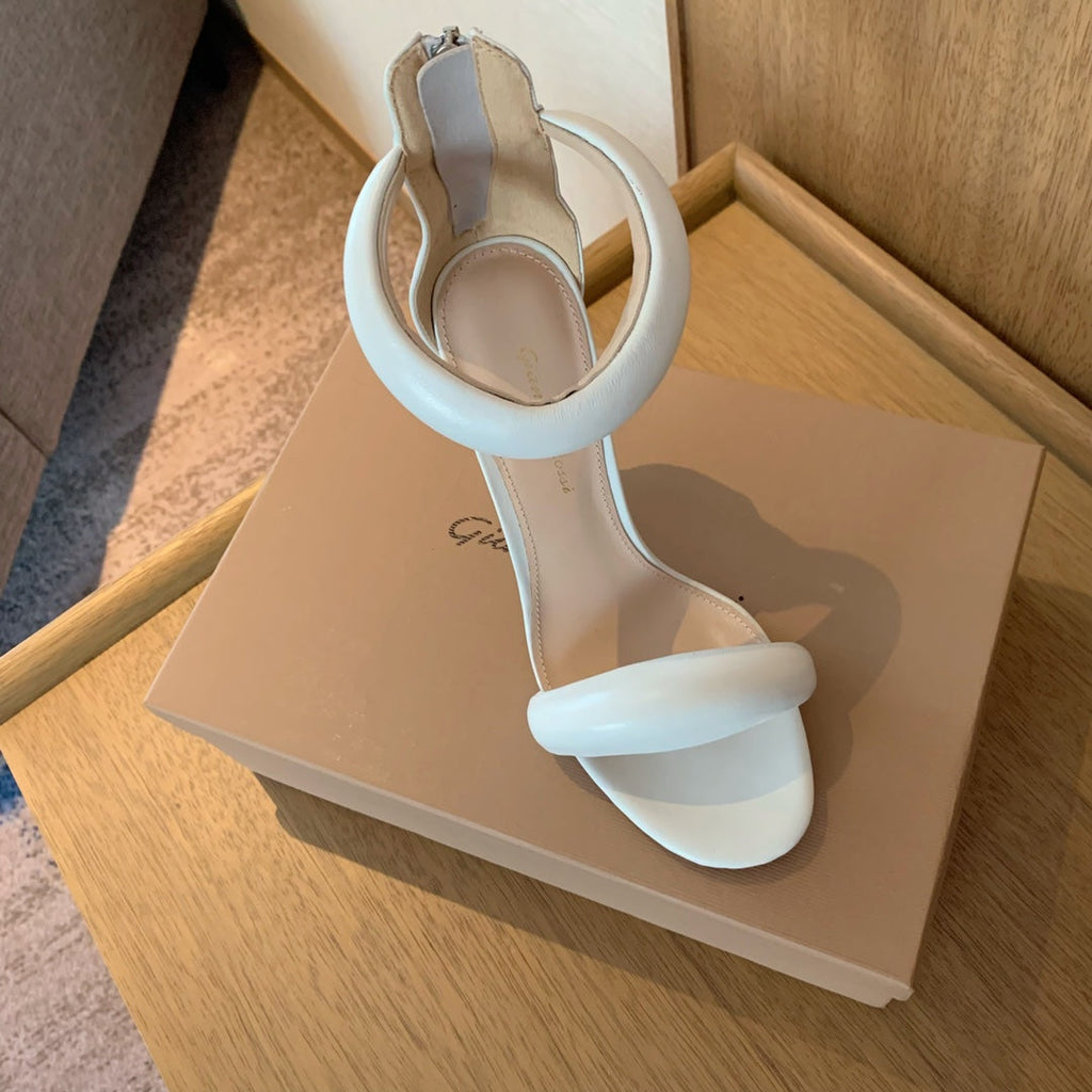 GIANVITO ROSSI 26S BIJOUX SANDALS 105 MM IN WHITE LAMBSKIN