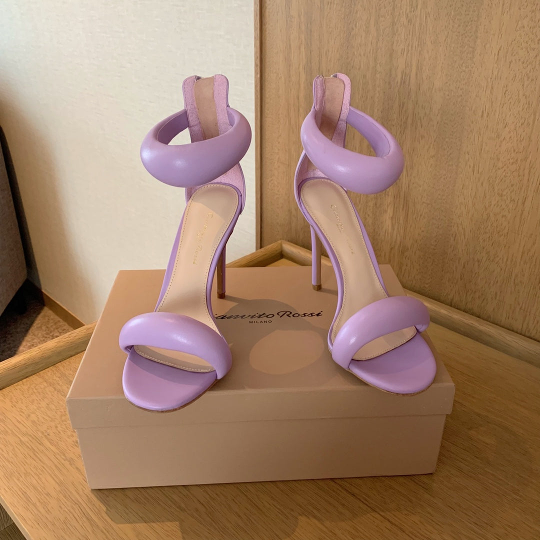 GIANVITO ROSSI 26S BIJOUX SANDALS 105 MM IN LIGHT PURPLE LAMBSKIN