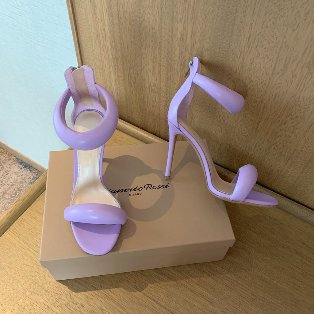 GIANVITO ROSSI 26S BIJOUX SANDALS 105 MM IN LIGHT PURPLE LAMBSKIN