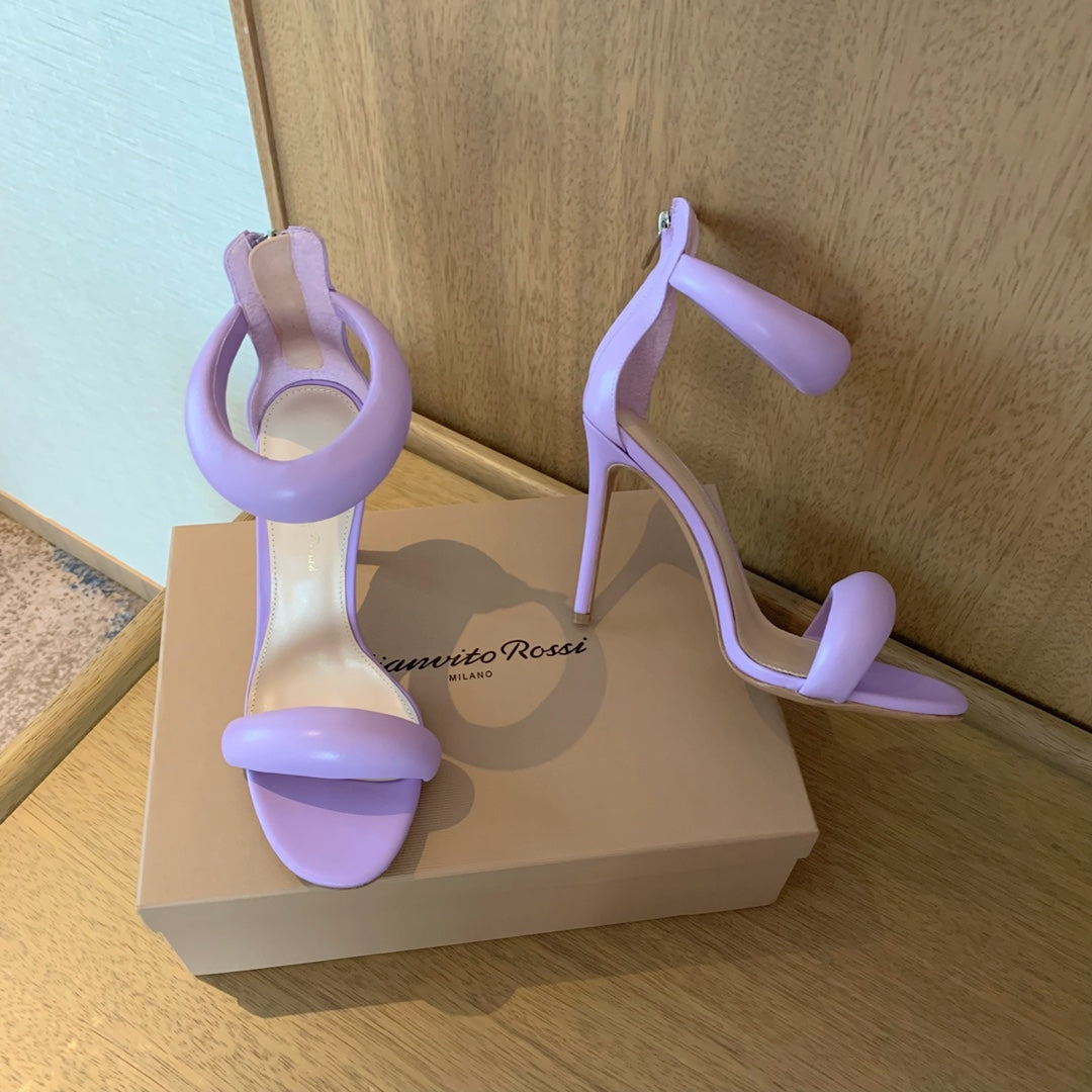 GIANVITO ROSSI 26S BIJOUX SANDALS 105 MM IN LIGHT PURPLE LAMBSKIN