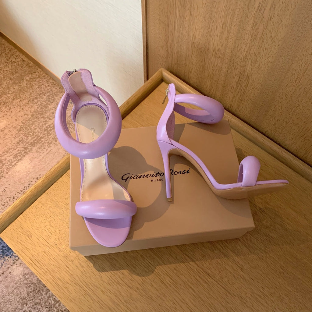 GIANVITO ROSSI 26S BIJOUX SANDALS 105 MM IN LIGHT PURPLE LAMBSKIN