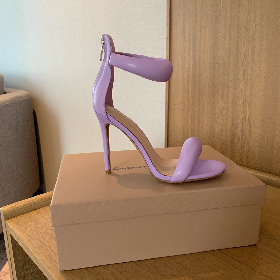 GIANVITO ROSSI 26S BIJOUX SANDALS 105 MM IN LIGHT PURPLE LAMBSKIN