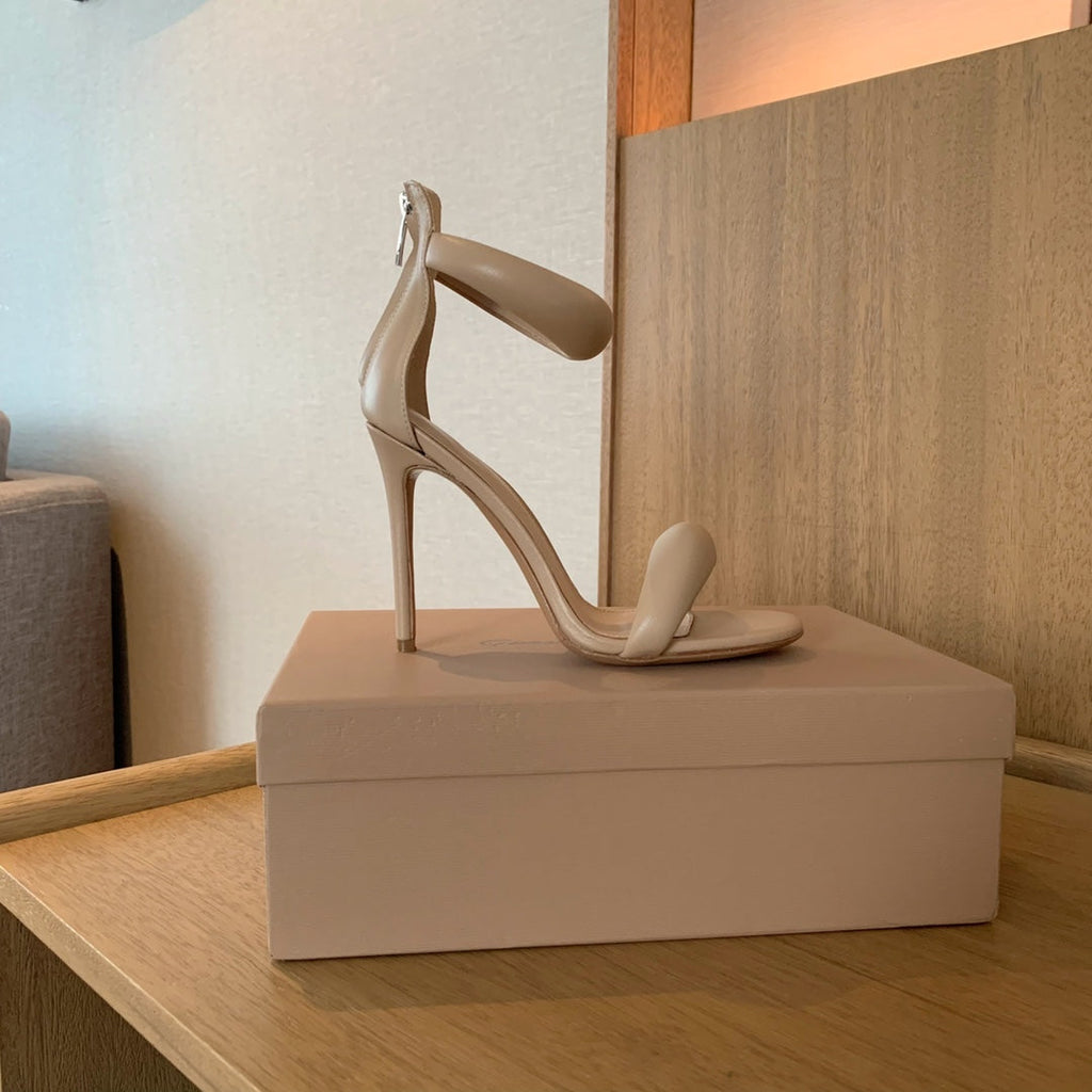 GIANVITO ROSSI 26S BIJOUX SANDALS 105 MM IN BEIGE LAMBSKIN
