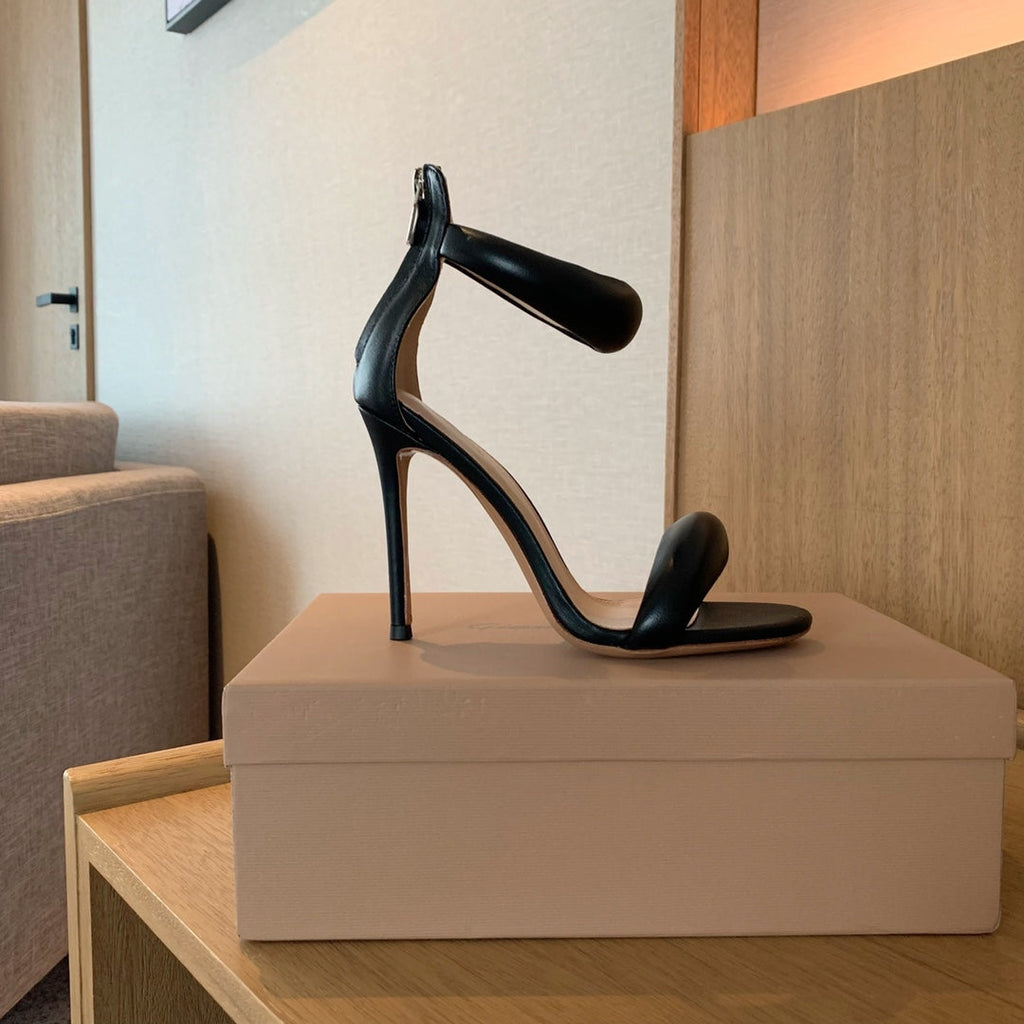 GIANVITO ROSSI 26S BIJOUX SANDALS 105 MM IN BLACK LAMBSKIN