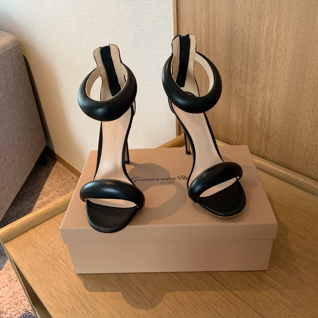GIANVITO ROSSI 26S BIJOUX SANDALS 105 MM IN BLACK LAMBSKIN