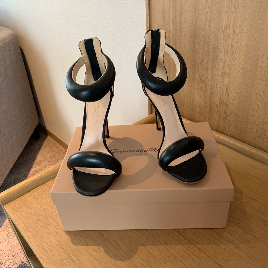 GIANVITO ROSSI 26S BIJOUX SANDALS 105 MM IN BLACK LAMBSKIN