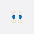 CD 26S BLUE CRYSTAL PEARL DROP EARRINGS IN GOLD TONE METAL 645629