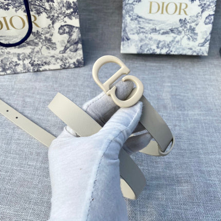 DIOR 26S BELT 20 MM IN CREAM WHITE CALFSKIN 673573