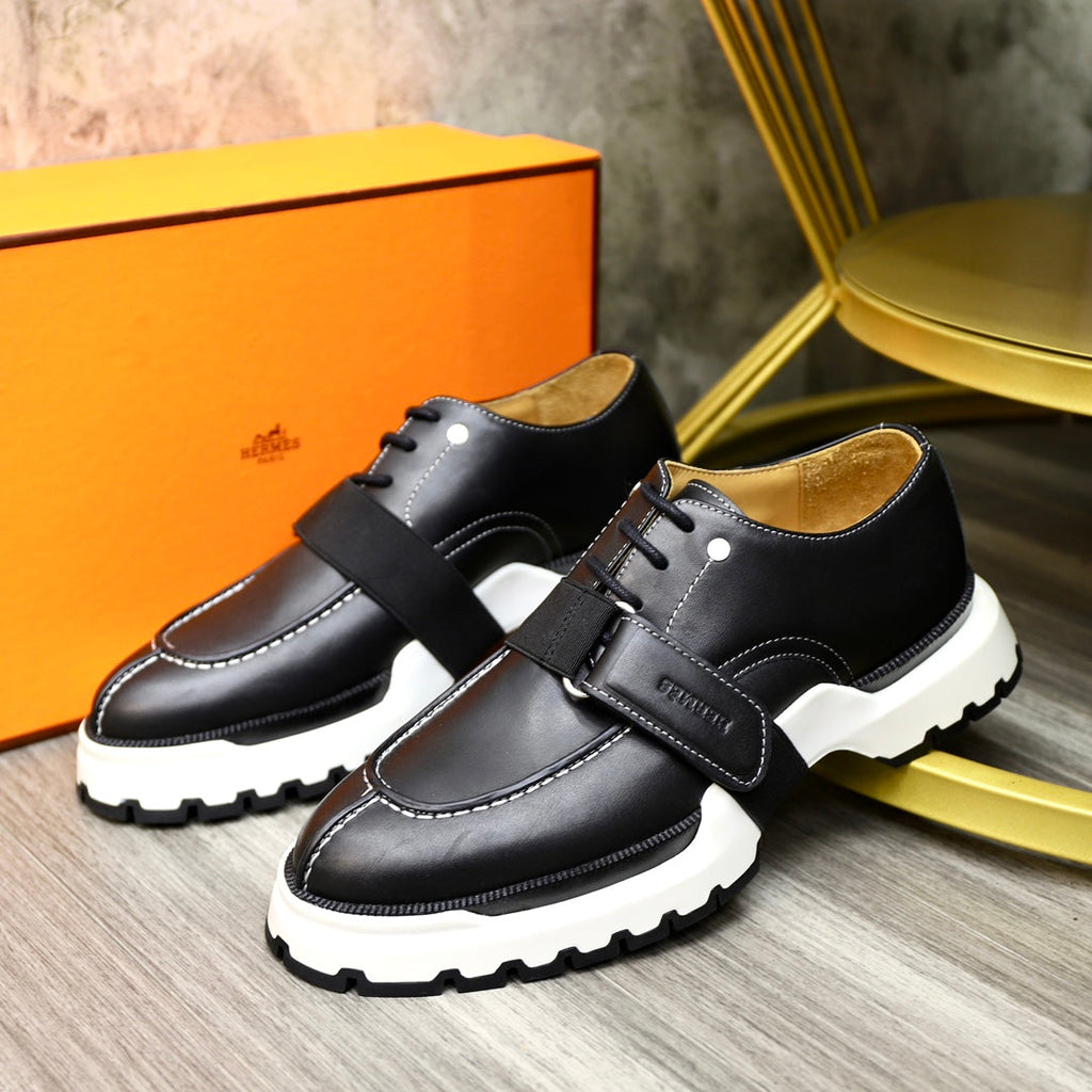 HM DERBY LACE-UP SHOES BLACK CALFSKIN