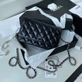 CHANEL 25S WALLET ON CHAIN 19 IN BLACK LAMBSKIN SILVER HARDWARE