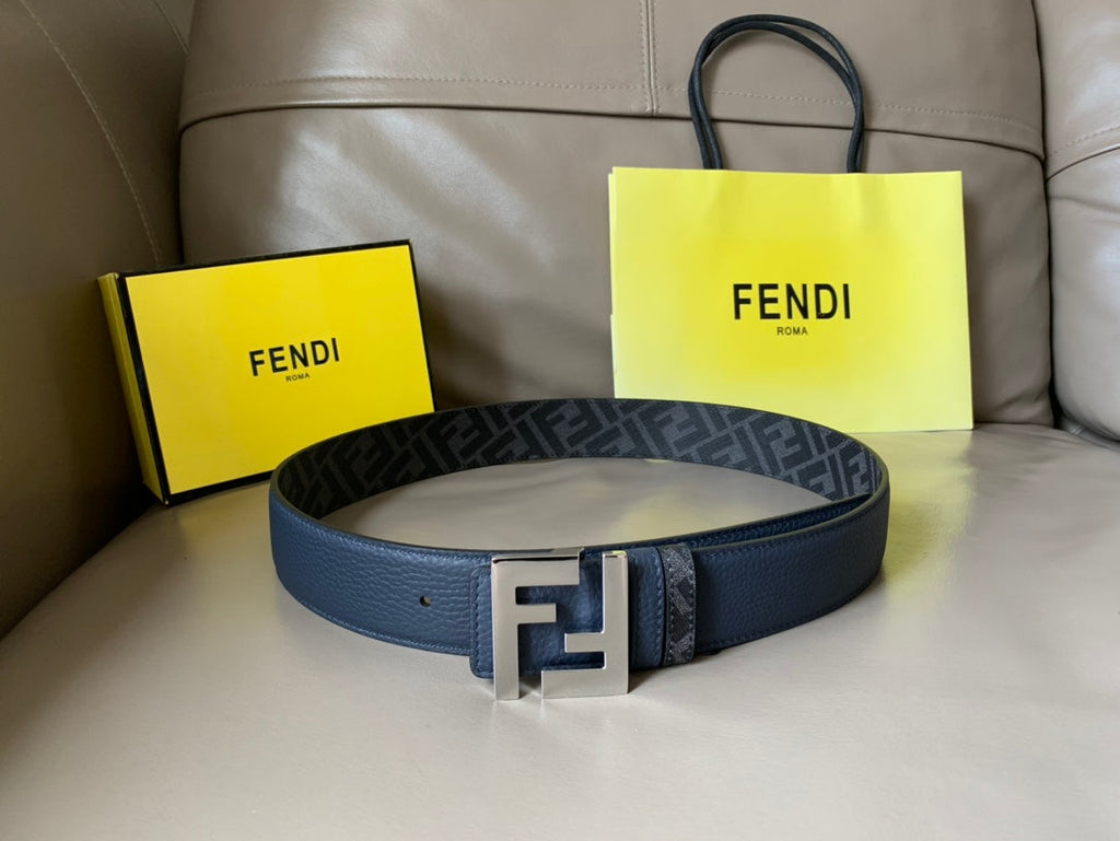 FF BELT IN BLACK CALFSKIN SILVER HARDWARE 178546