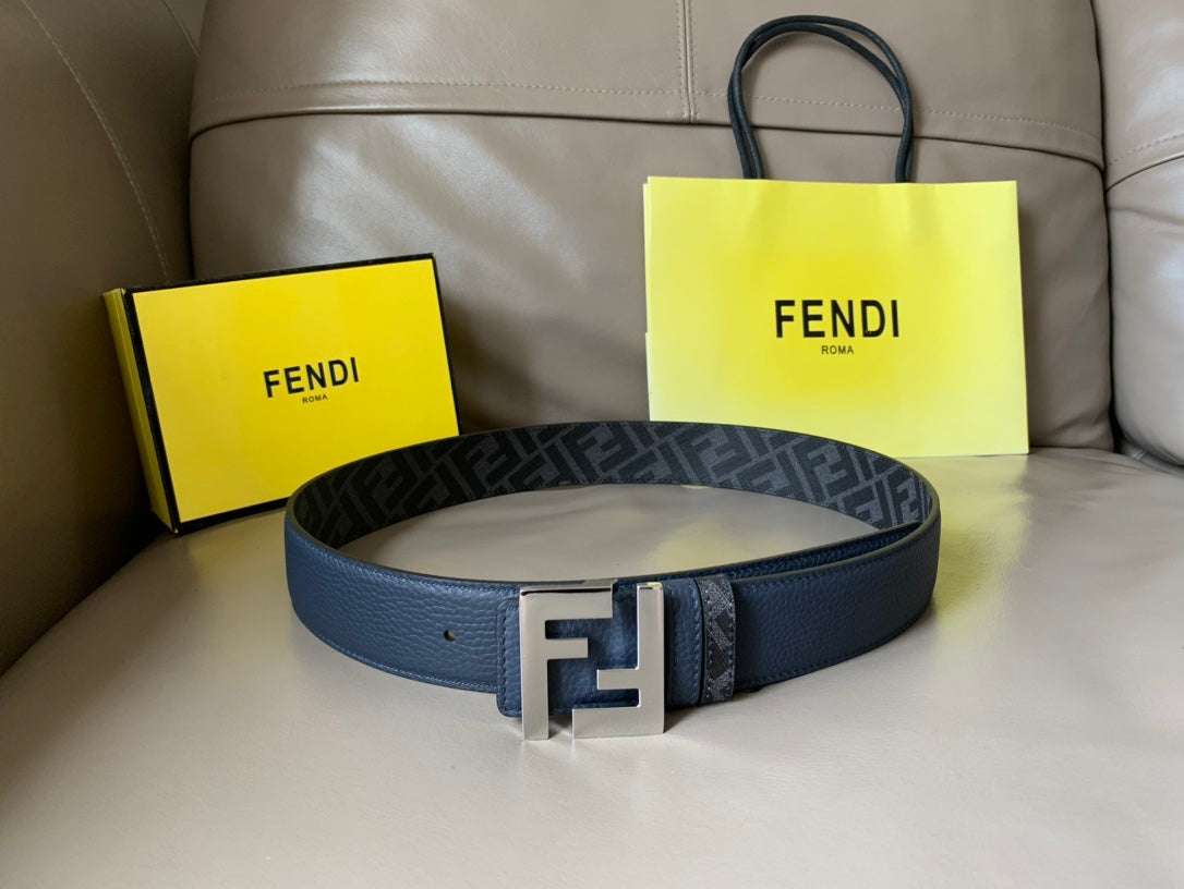 FF BELT IN BLACK CALFSKIN SILVER HARDWARE 178546