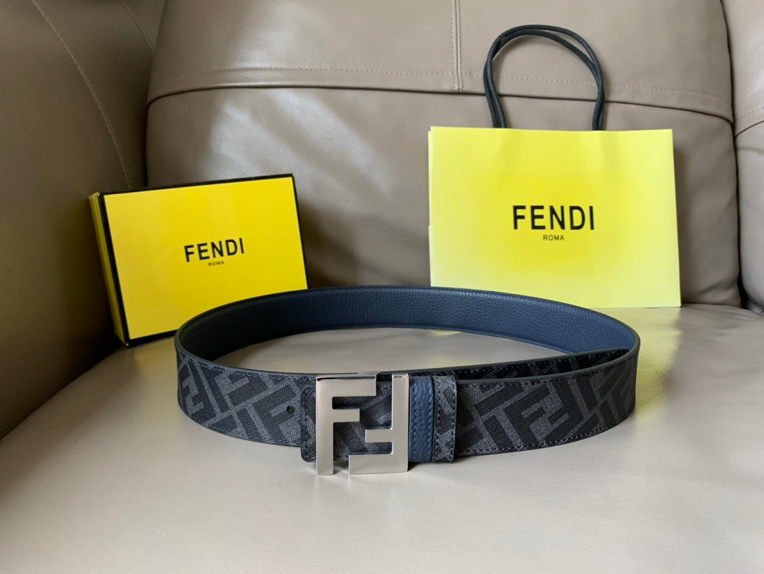 FF BELT IN BLACK CALFSKIN SILVER HARDWARE 178546