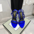 TOM FORD 26S GOLD BUCKLE HEELS 105 MM IN NAVY BLUE LAMBSKIN