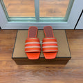 LP RAFFIA CHARMS FLATS SANDAL ORANGE AND WHITE CALFSKIN