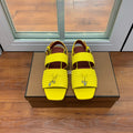 LP RAFFIA CHARMS STRAP FLATS SANDAL LEMON CALFSKIN