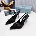 PRADA 26S SLINGBACK PUMPS STILETTO HEEL 95MM IN CRYSTAL EMBELLISHED STYLE 2