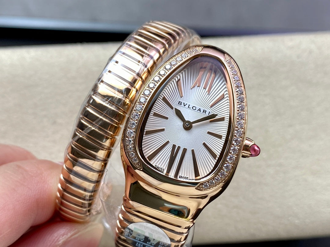 SERPENTI TUBOGAS QUARTZ ROSE GOLD ATTACHED DIAMOND BEZEL