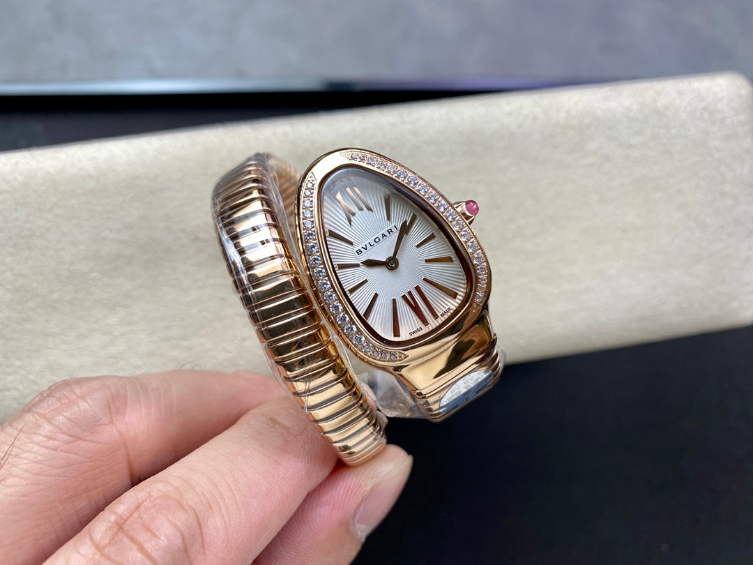 SERPENTI TUBOGAS QUARTZ ROSE GOLD ATTACHED DIAMOND BEZEL