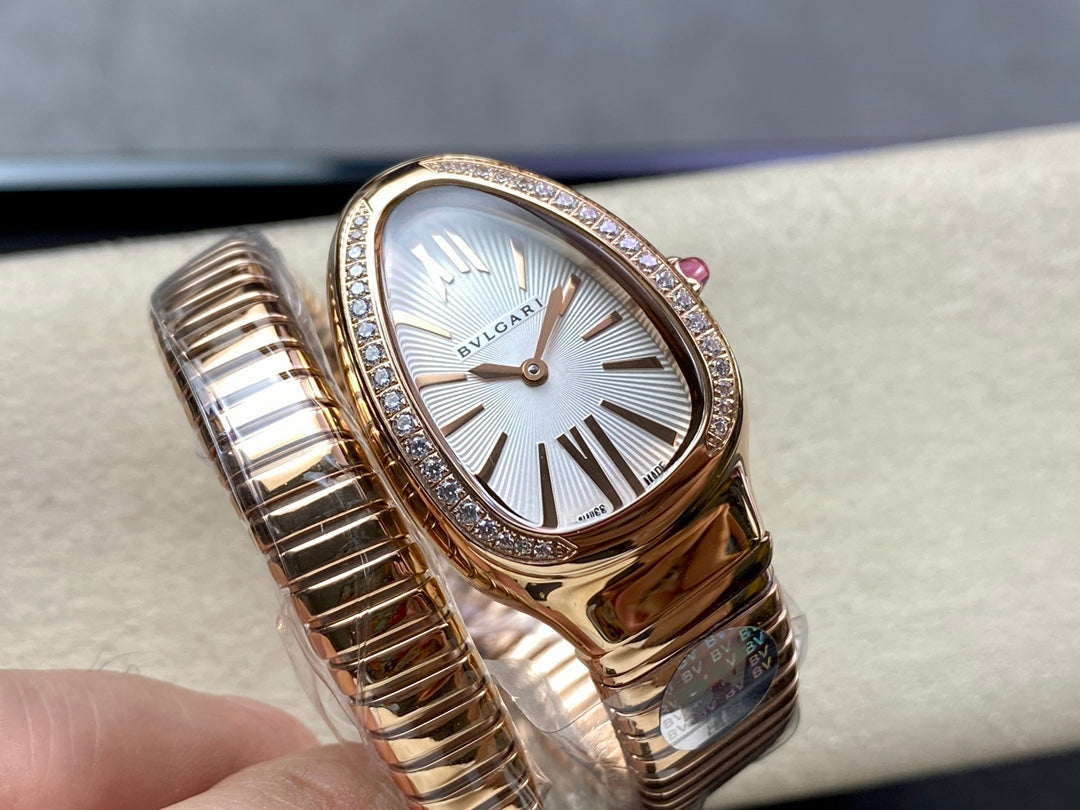 SERPENTI TUBOGAS QUARTZ ROSE GOLD ATTACHED DIAMOND BEZEL