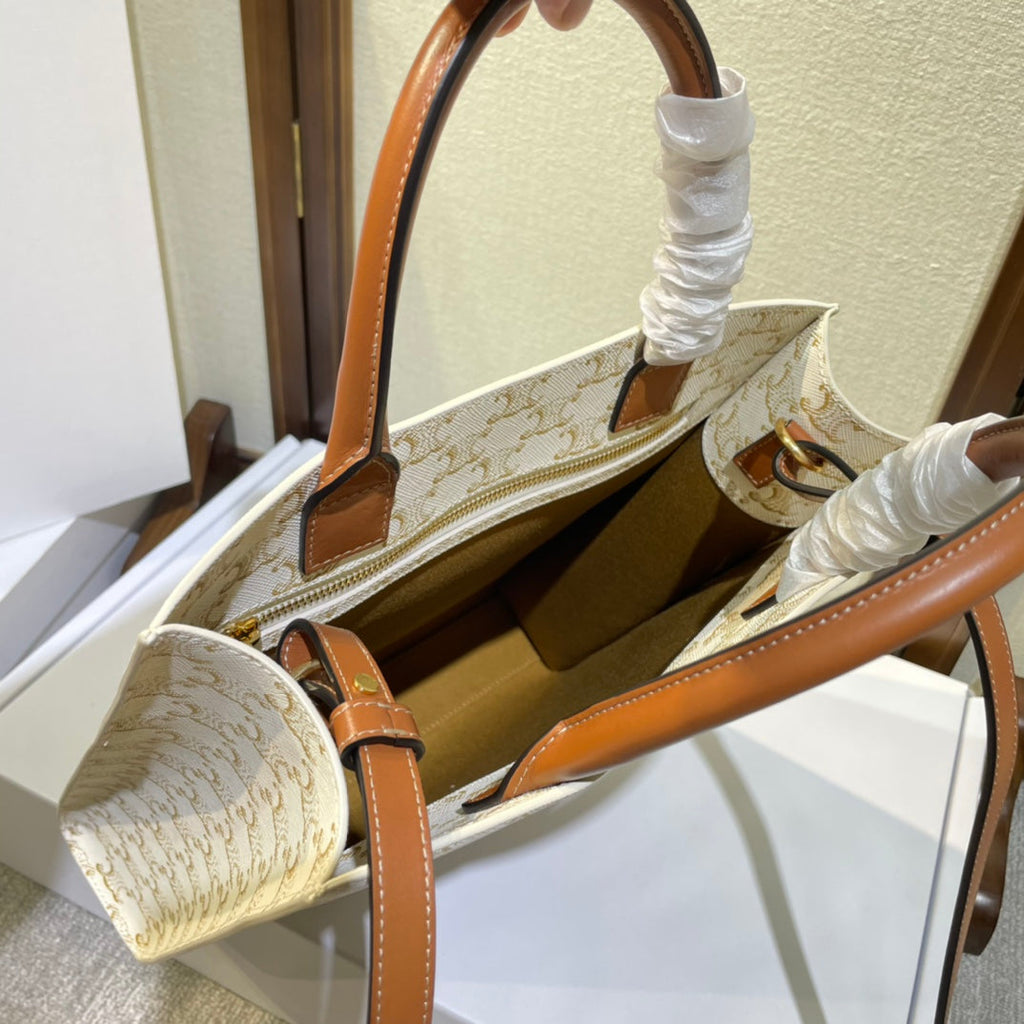 CELINE 26S VERTICAL CABAS BAG 32 IN CREAM WHITE CALFSKIN