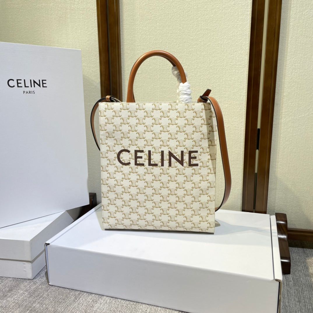 CELINE 26S VERTICAL CABAS BAG 32 IN CREAM WHITE CALFSKIN