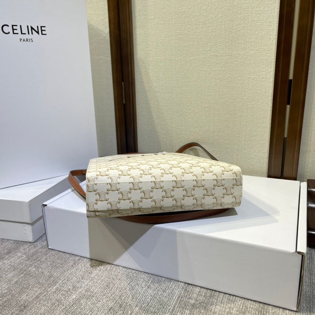 CELINE 26S VERTICAL CABAS BAG 32 IN CREAM WHITE CALFSKIN