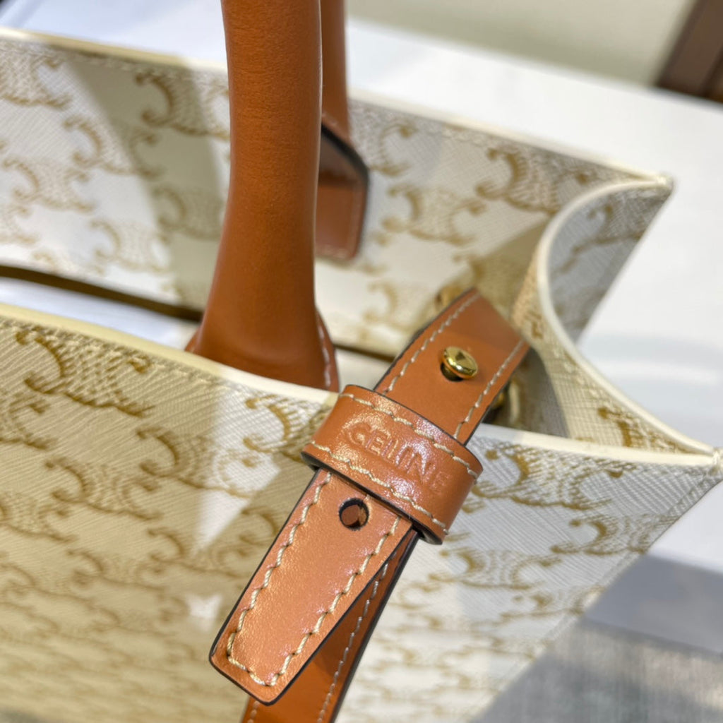 CELINE 26S VERTICAL CABAS BAG 32 IN CREAM WHITE CALFSKIN