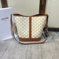 CELINE 26S BUCKET 33 IN CREAM WHITE CALFSKIN WITH PRINTED PATTERN
