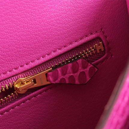 HM CONSTANCE 23 BARBIE PINK ALLIGATOR SILVER HARDWARE