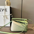 LOEWE 26S PUZZLE EDGE BAG 18 IN LIGHT GREEN MIX IVORY CALFSKIN