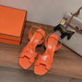 SLINGBACK SANDAL ETERNITE 75 ORANGE LAMBSKIN