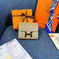 HM CONSTANCE 12 KHAKI CALFSKIN GOLD HARDWARE