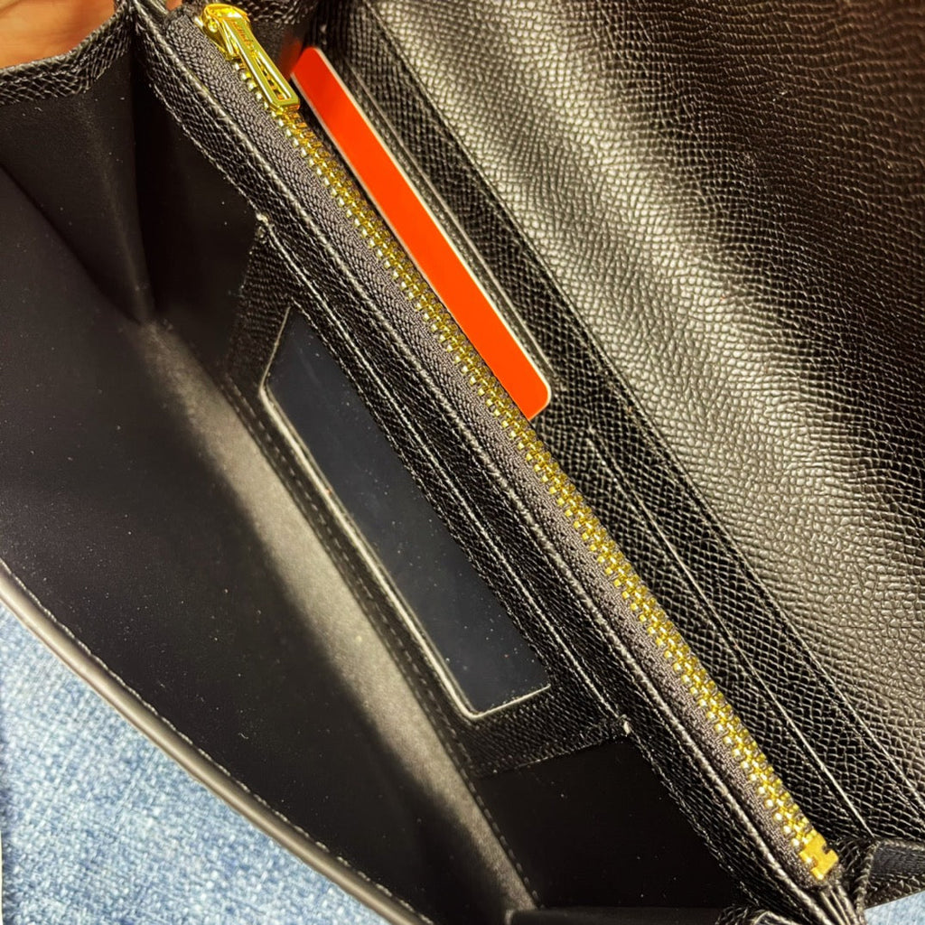 HM CLUTCH CONSTANCE 22 BLACK CALFSKIN GOLD HARDWARE