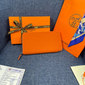 HM SILK'IN CLASSIC WALLET 19 ORANGE GRAINED CALFSKIN