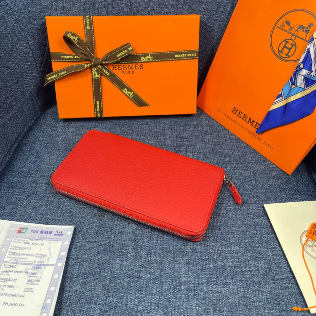 HM SILK'IN CLASSIC WALLET 19 RED GRAINED CALFSKIN
