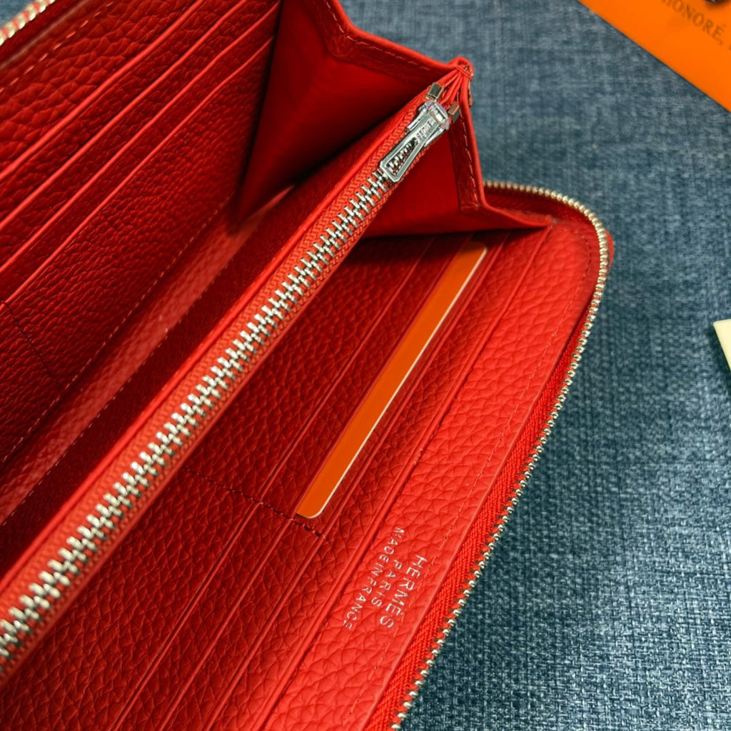 HM SILK'IN CLASSIC WALLET 19 RED GRAINED CALFSKIN