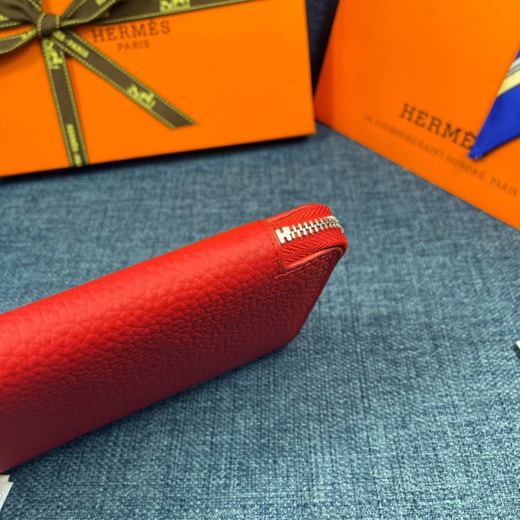 HM SILK'IN CLASSIC WALLET 19 RED GRAINED CALFSKIN