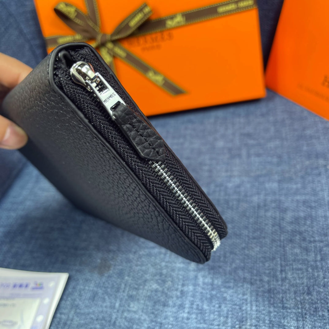 HM SILK'IN CLASSIC WALLET 19 BLACK GRAINED CALFSKIN