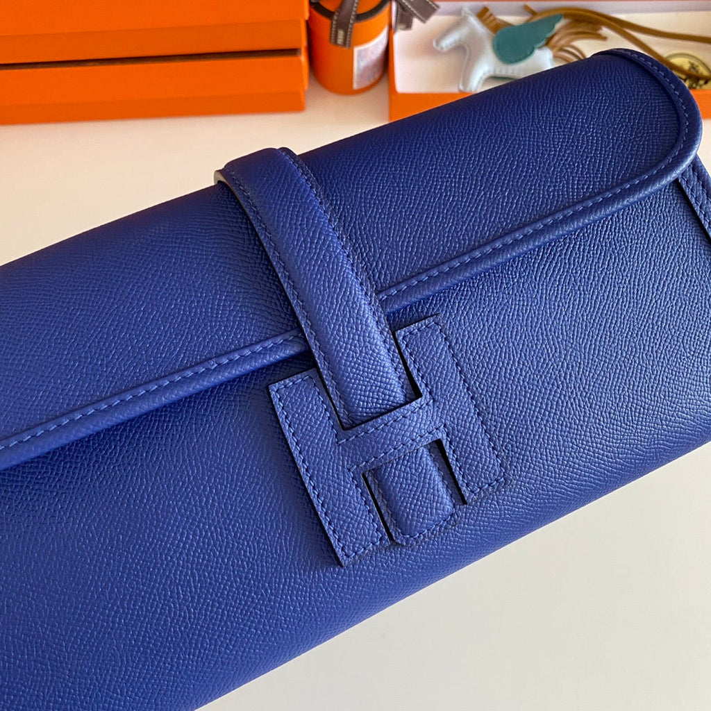 JIGE ELAN 29 CLUTCH IN COBALT BLUE CALFSKIN