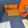 HM SILK'IN HOLED WALLET 19 BRONZE GRAINED CALFSKIN