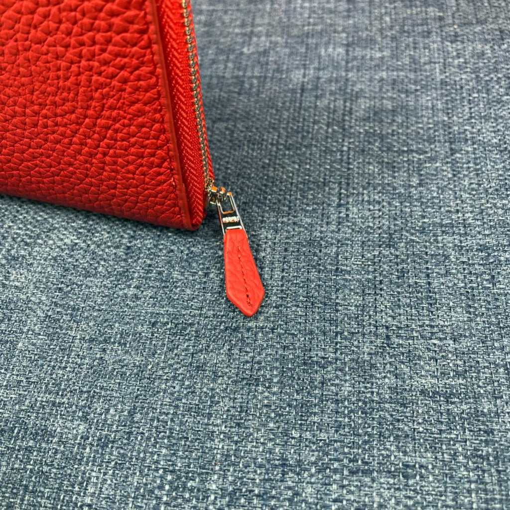 HM SILK'IN HOLED WALLET 19 RED GRAINED CALFSKIN