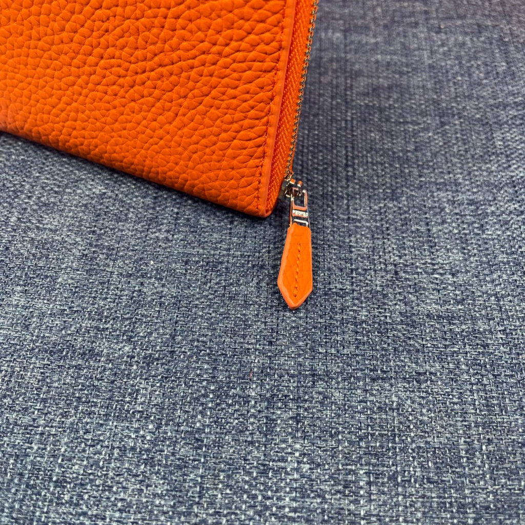 HM SILK'IN HOLED WALLET 19 ORANGE GRAINED CALFSKIN