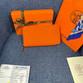 HM SILK'IN HOLED WALLET 19 ORANGE GRAINED CALFSKIN