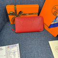 HM SILK'IN HOLED WALLET 19 RED CALFSKIN