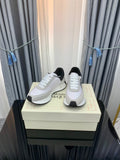 SPRINT RUNNER LOW-TOP IN WHITE CALFSKIN GREY SUEDE AND BLACK HEEL